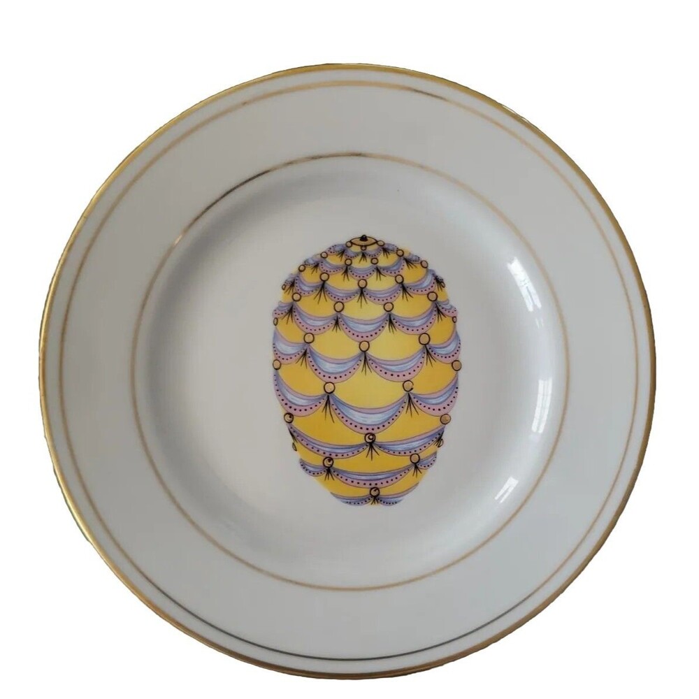 Vintage Faberge Egg Plates by St. Limoges Set Of 4 Salad/ Dessert Plates 7 5/8"